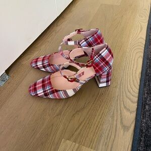 J Crew Wool Plaid heels